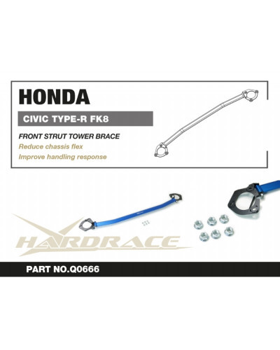 HARDRACE HONDA CIVIC TYPE-R FK8 '18- FRONT STRUT TOWER BRACE LHD : KYP PERFORMANCE HOUSE