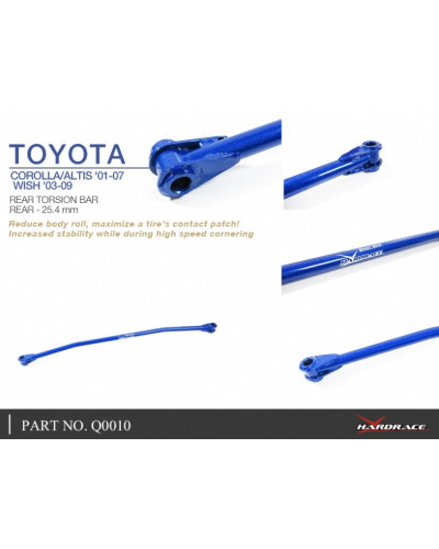 HARDRACE REAR TORSION BAR 25.4MM TOYOTA, COROLLA/ALTIS/AURIS, WISH, ZNE10 03-09, E120/E130 00-07 : KYP PERFORMANCE HOUSE