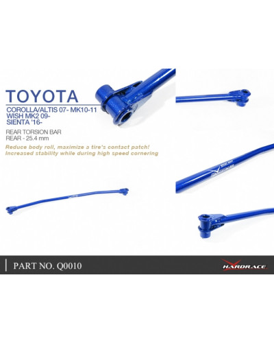 HARDRACE REAR TORSION BAR 25.4MM TOYOTA, COROLLA/ALTIS/AURIS, SIENTA, WISH, E140/E150 06-13, E170 13-18, NHP170 15-PRESENT, : KY