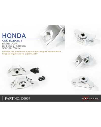 HARDRACE BILLET TORQUE MOUNT LH+RH HONDA, CIVIC, INTEGRA, DC2 94-01, EG, EH, EJ1/2, EK3/4/5/9, EJ6/7/8/9, EM1 : KYP PERFORMANCE 