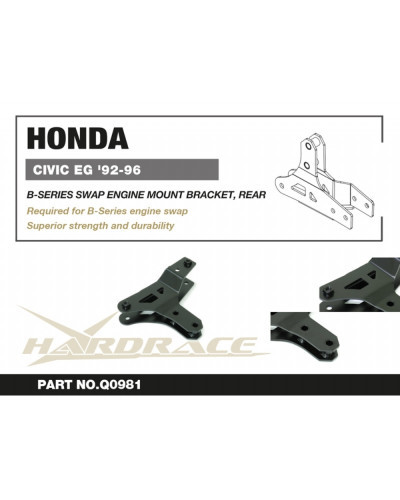 HARDRACE HONDA CIVIC EG '92-95 INTEGRA DC2 94-01 B-SERIES VTEC SWAP ENGINE MOUNT BRACKET, REAR : KYP PERFORMANCE HOUSE