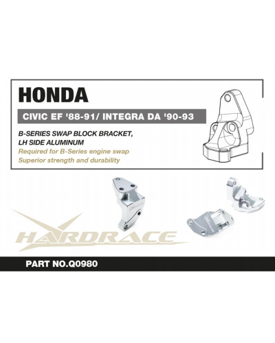 HARDRACE HONDA CIVIC/CRX EF '88-91/ INTEGRA DA '90-93 B-SERIES BILLET BLOCK BRACKET : KYP PERFORMANCE HOUSE