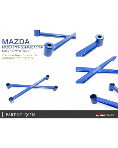 HARDRACE MIDDLE LOWER BRACE MAZDA, 3/AXELA, 6/ATENZA, BM/BY 14-18, GJ 14- : KYP PERFORMANCE HOUSE