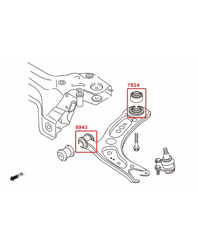 HARDRACE FRONT LOWER ARM-FRONT BUSHING AUDI, SKODA, VOLKSWAGEN, A3, BEETLE, CC, EOS, GOLF, JETTA, KAROQ, KODIAQ, OCTAVIA, PASSAT