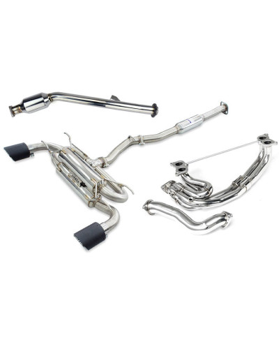 Invidia R400 70mm Engine Back Exhaust w/Invidia Equal Headers - Rolled Titanium Blue Tips Subaru BRZ & Toyota 86 12-21, 22+ (6MT