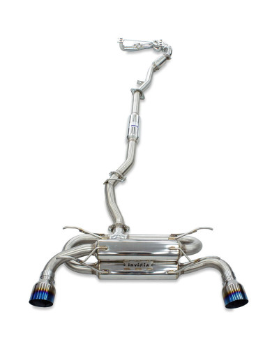 Invidia R400 70mm Engine Back Exhaust w/PSR Unequal Headers - Straight Cut Titanium Blue Tips Subaru BRZ & Toyota 86 12-21, 22+ 