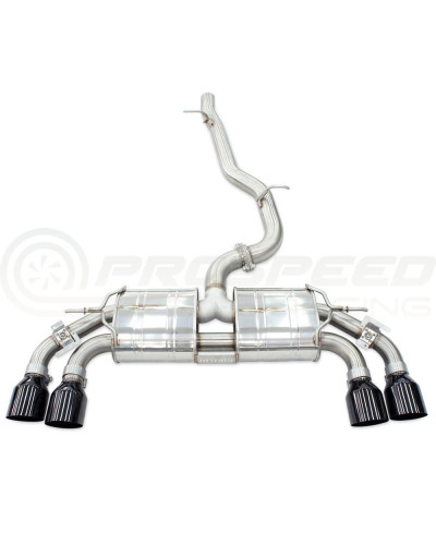 Invidia R400 Valved Cat Back Exhaust w/Round Tips - Rolled Titanium Blue Tips VW Golf R Mk8 : KYP PERFORMANCE HOUSE