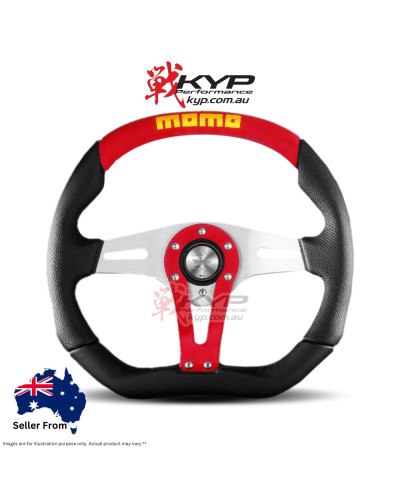 MOMO Trek Red Black Leather Red Suede 350mm Steering Wheel - 11102935112L : KYP Performance House