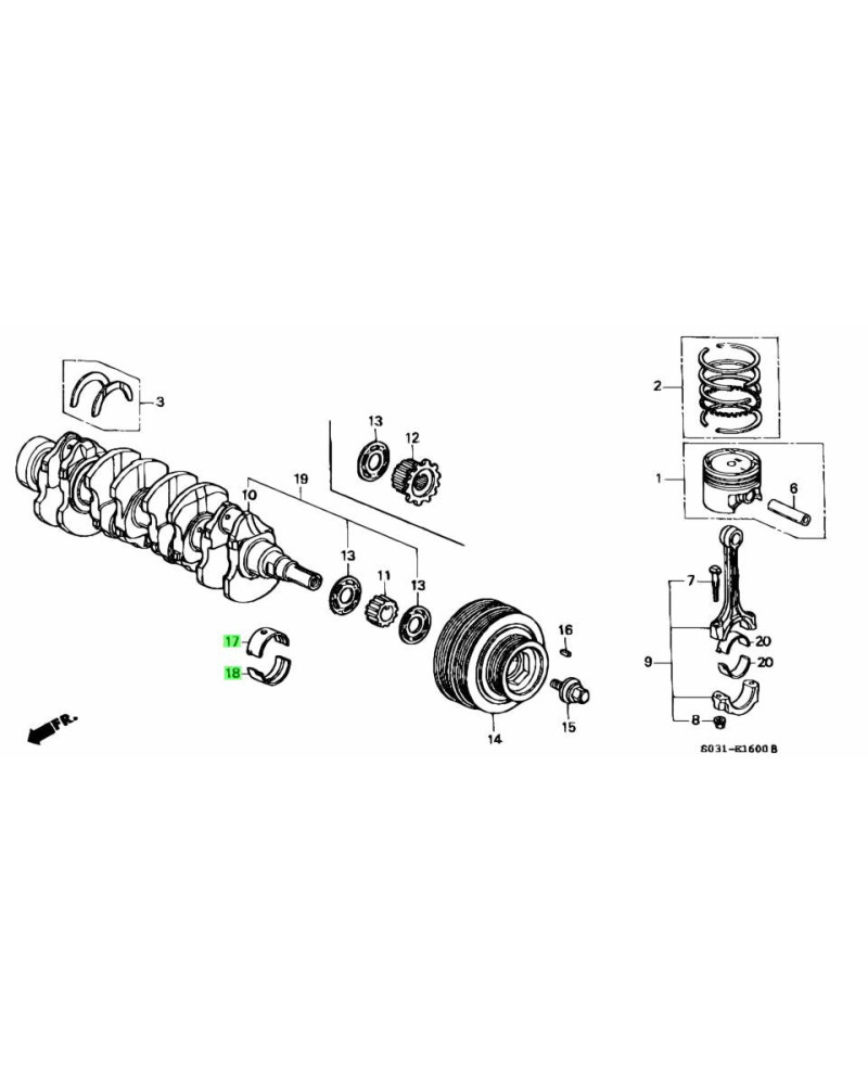 HONDA OEM MAIN BEARING E LOWER YELLOW - DC2 DB8 EK9 : KYP Performance House