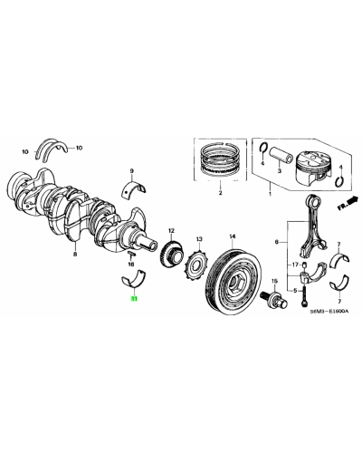 HONDA OEM MAIN BEARING E LOWER YELLOW - CL7 DC5 EP3 FD2 FN2 : KYP Performance House