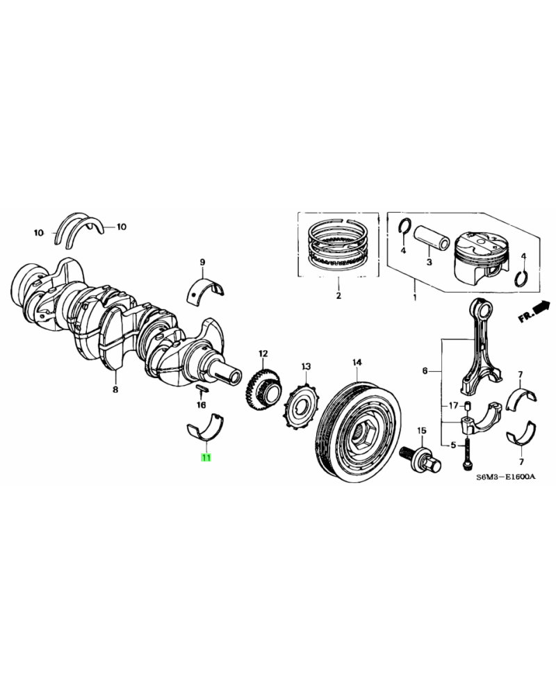 HONDA OEM MAIN BEARING B LOWER BLACK - CL7 DC5 EP3 FD2 FN2 : KYP Performance House