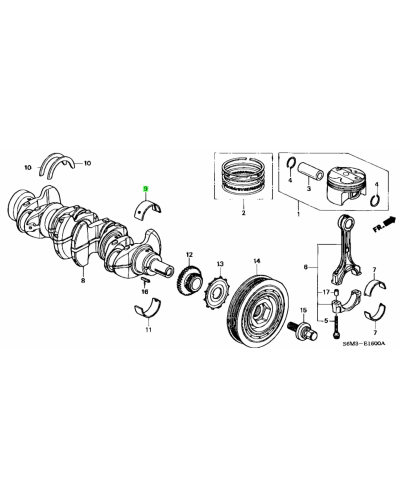 HONDA OEM MAIN BEARING E UPPER YELLOW - CL7 DC5 EP3 FD2 FN2 : KYP Performance House