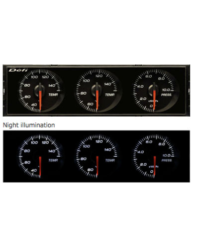 DEFI DIN-GAUGE 3 METER COMBINATION - WHITE RED : KYP Performance House