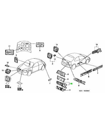 HONDA OEM TYPE 3 REAR TYPE R DECAL CIVIC EK9 : KYP Performance house