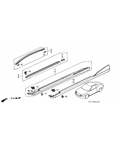 HONDA OEM 94-01 DC2 INTEGRA ROOF MOLDING ASSEMBLY RIGHT SIDE : KYP Performance house