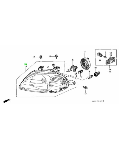 HONDA OEM RIGHT SIDE HEAD LIGHT - EK : KYP Performance house