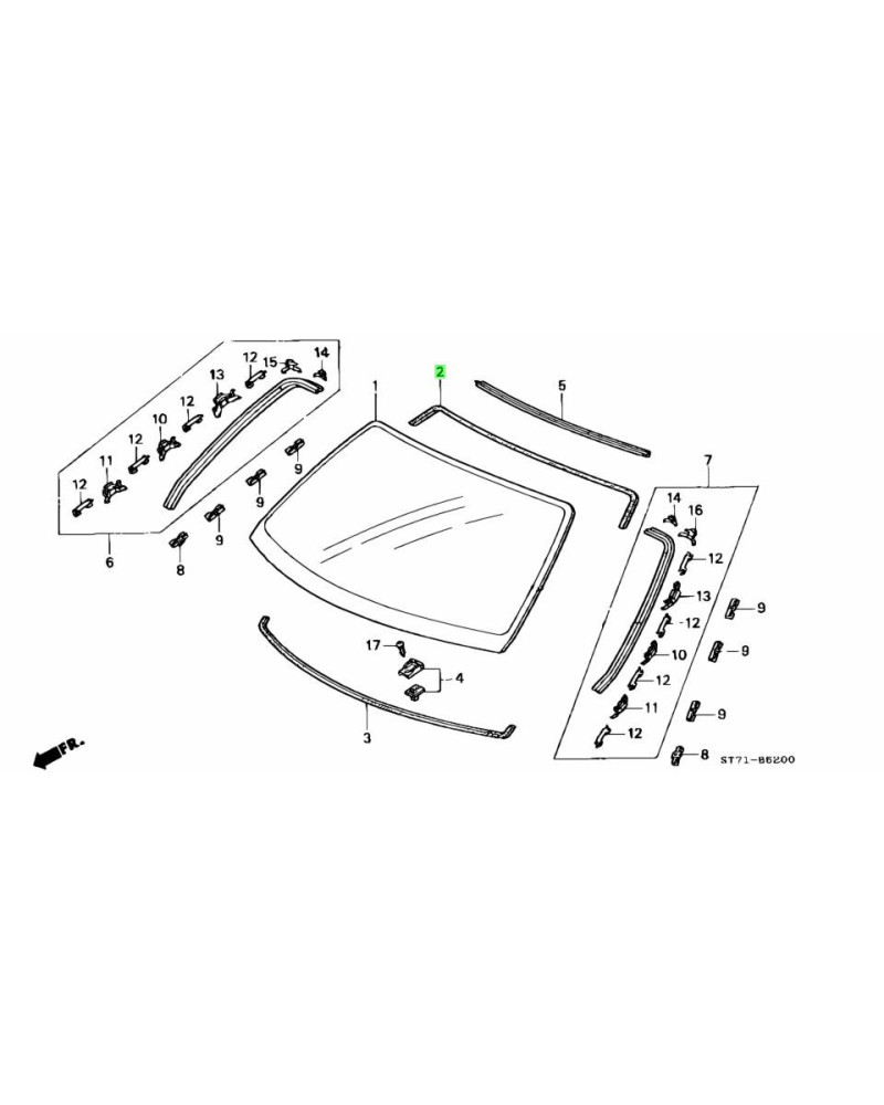 HONDA OEM RUBBER A FRONT WIND SHIELD DAM - 73125-ST7-000 : KYP PERFORMANCE HOUSE