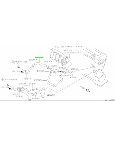 NISSAN OEM Heater Hose For Nissan Silvia S14/S15 & 200SX - 14055-65F12 : KYP PERFORMANCE HOUSE