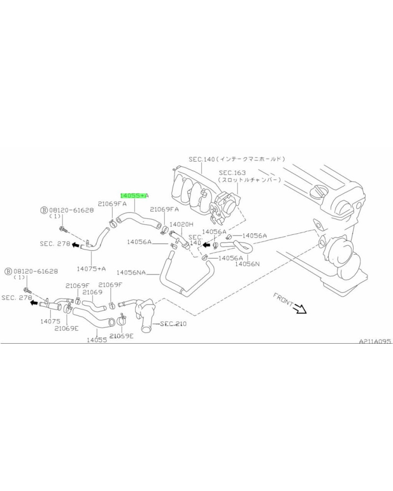 NISSAN OEM Heater Hose For Nissan Silvia S14/S15 & 200SX - 14055-65F12 : KYP PERFORMANCE HOUSE