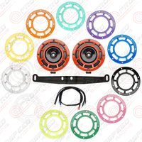 Hella Genuine Supertone Red Horn PAIR w/PSR Coloured Covers, Harness & Bracket