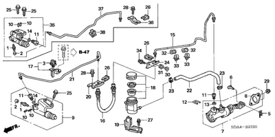 HONDA OEM CLUTCH MASTER CYLINDER ASSEMBLY - CL7 CL9 FD2