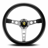 MOMO Prototipo Silver Spokes Black Leather 370mm Steering Wheel - VPRO370SILBR