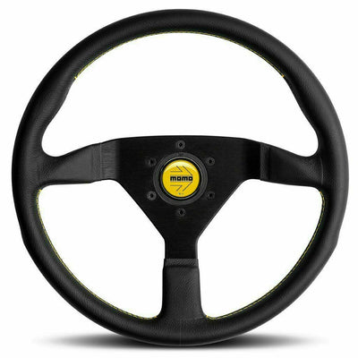 MOMO Montecarlo Black Leather With Yellow Stitching 350mm Steering Wheel - 11111785BKYER