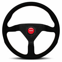 MOMO Montecarlo Black Alcantara With Red Stitching 350mm Steering Wheel - VMCALREDST35