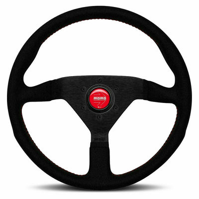 MOMO Montecarlo Black Alcantara With Red Stitching 350mm Steering Wheel - VMCALREDST35