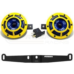 Hella Sharptone Yellow Horns with Bracket and PnP Harness suit 08-14 WRX STI