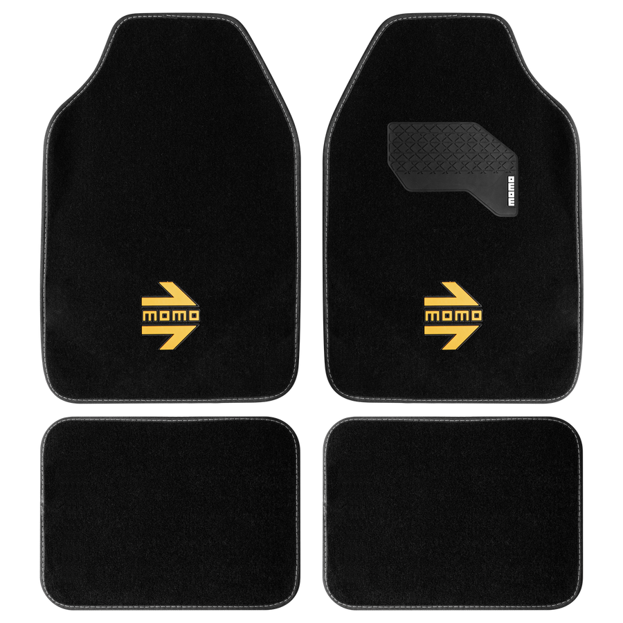 MOMO Arrow Floor Mats Black/Yellow (Set of 4)