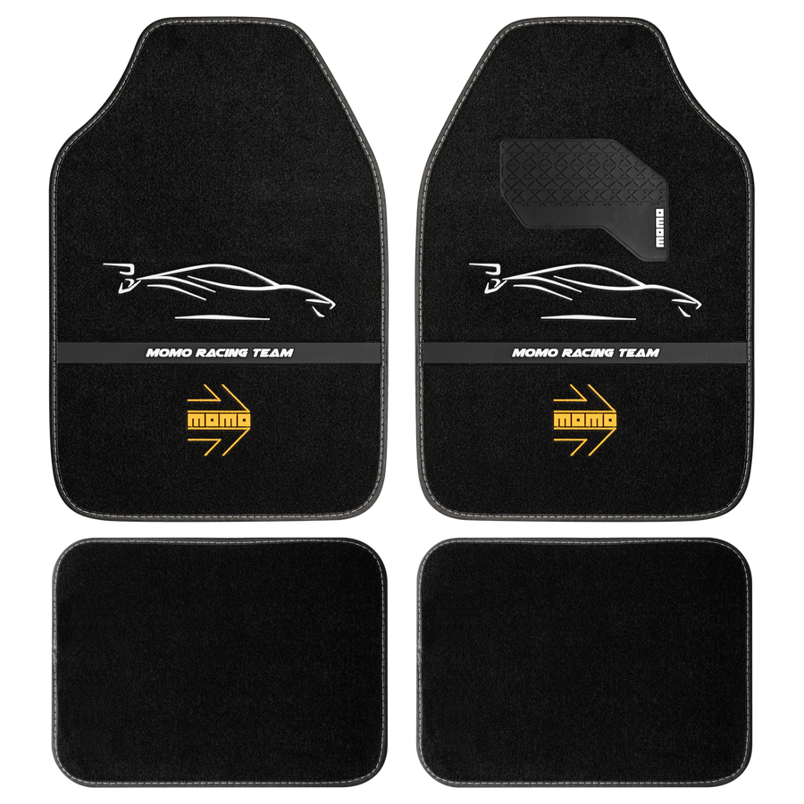 MOMO Racing Floor Mats Black/White (Set of 4)