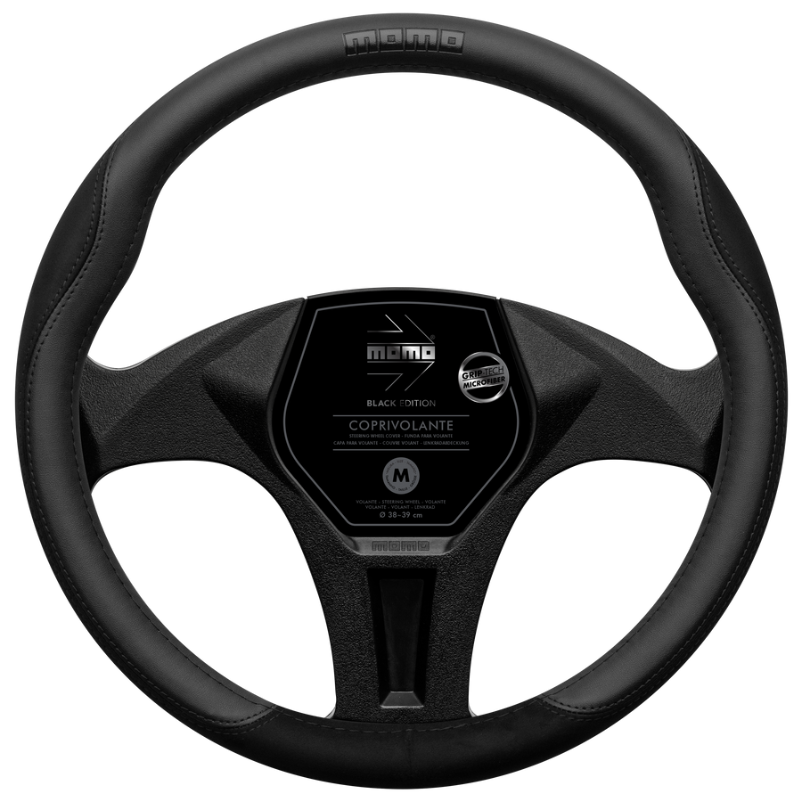 MOMO Comfort Microfibre Black Edition Steering Wheel Cover (M)
