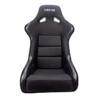 NRG FRP Race Bucket Seat Large - Black Shell/Black Cloth w/Leather Bolsters