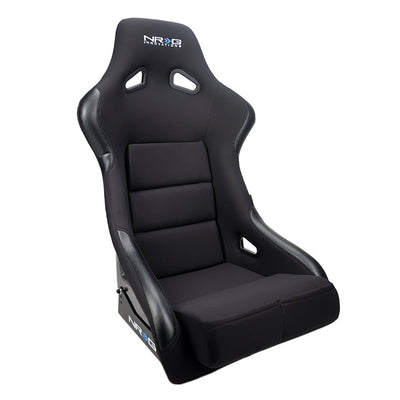 NRG FRP Race Bucket Seat Large - Black Shell/Black Cloth w/Leather Bolsters