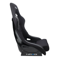 NRG FRP Race Bucket Seat Large - Black Shell/Black Cloth w/Leather Bolsters