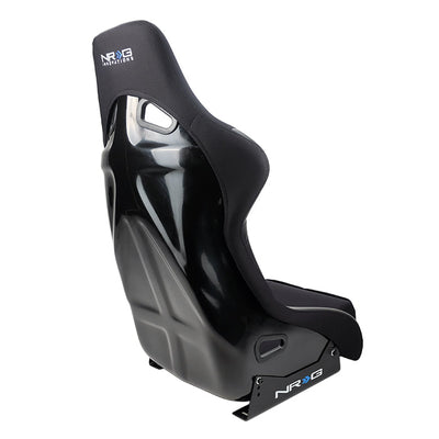 NRG FRP Race Bucket Seat Large - Black Shell/Black Cloth w/Leather Bolsters