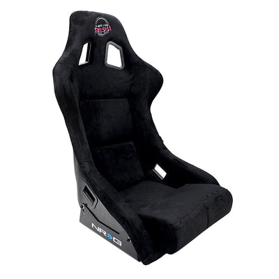 NRG "PRISMA Edition" FRP Race Bucket Seat Large - Black Pearl Shell/Black Alcantara Suede