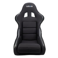 NRG FRP Race Deep Bucket Seat Medium - Black Shell/Black Cloth w/Leather Bolsters