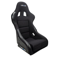 NRG FRP Race Deep Bucket Seat Medium - Black Shell/Black Cloth w/Leather Bolsters