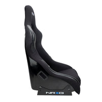 NRG FRP Race Deep Bucket Seat Medium - Black Shell/Black Cloth w/Leather Bolsters