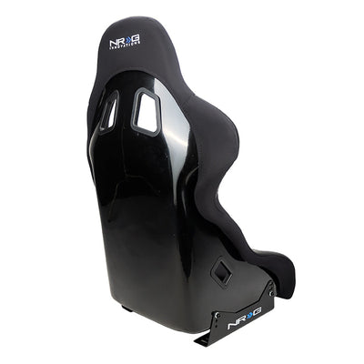 NRG FRP Race Deep Bucket Seat Medium - Black Shell/Black Cloth w/Leather Bolsters