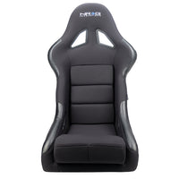 NRG FRP Race Bucket Seat Small - Black Shell/Black Cloth w/Leather Bolsters