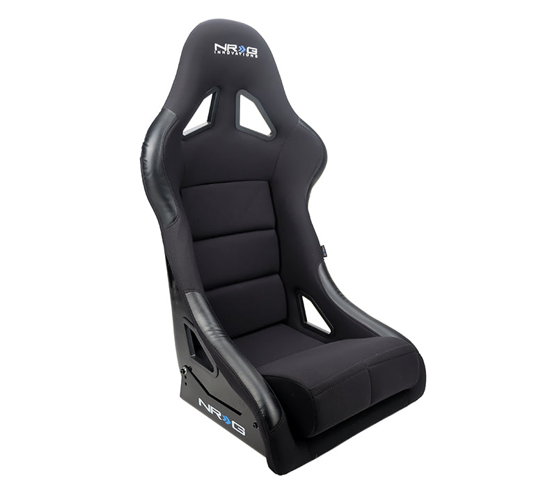 NRG FRP Race Bucket Seat Small - Black Shell/Black Cloth w/Leather Bolsters
