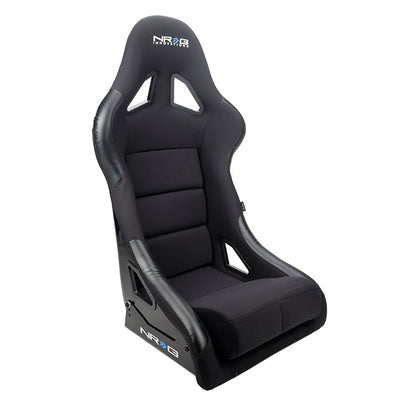 NRG FRP Race Bucket Seat Small - Black Shell/Black Cloth w/Leather Bolsters