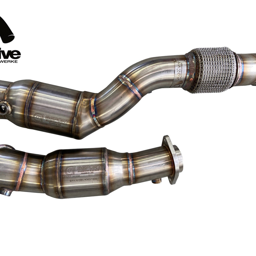 Active Autowerke G80/G82/G87 S58 Downpipes w GESI G-Sport Cat – 2021+ M3 / M4 / 2023+ M2