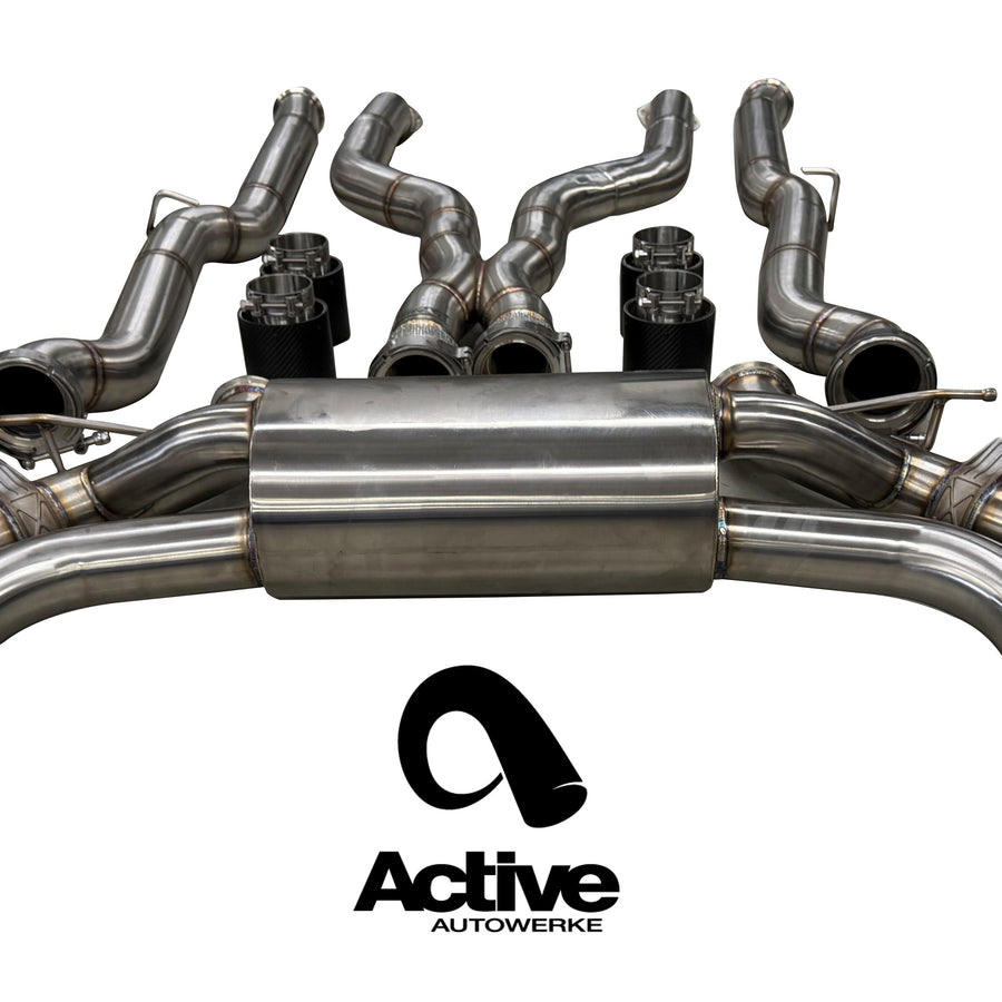 Active Autowerke G90/G99 remote valved catback rear exhaust w brush tips (112mm) – 2021+ M3 / M4