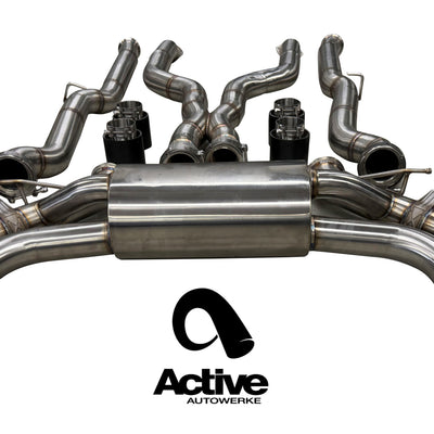 Active Autowerke G90/G99 remote valved catback rear exhaust w black tips – 2021+ M3 / M4