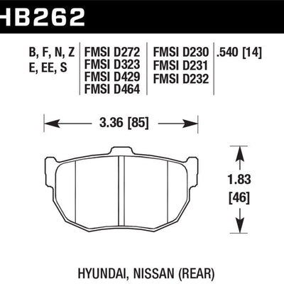 Hawk Performance Blue 9012 Rear Brake Pads
