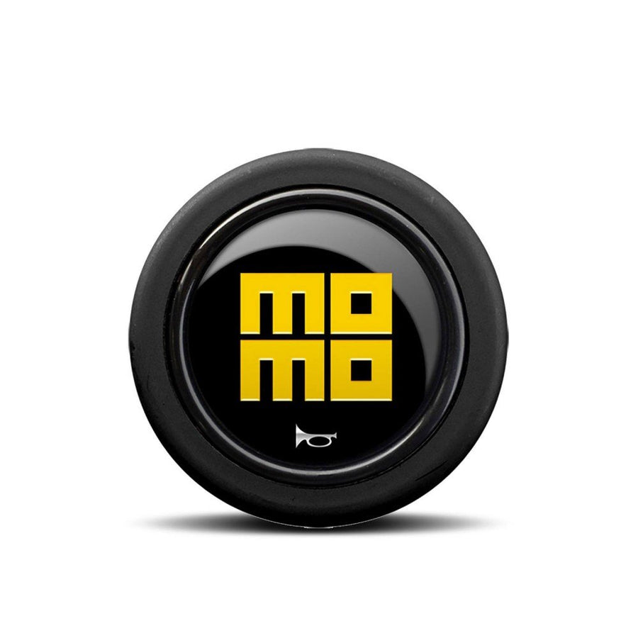MOMO Heritage Yellow Over Black Round Lip Horn Button
